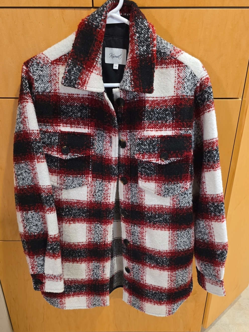 Kismet Red, Black & White Plaid Oversized Shacket